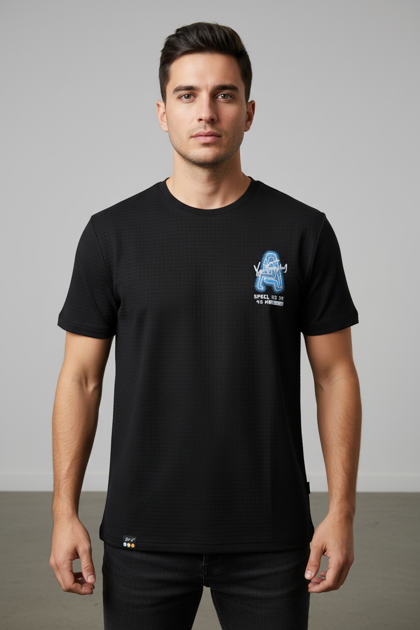 New Shelter AA T-Shirt Front on Male Model