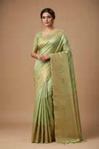 Pista Green Banarasi Saree Model