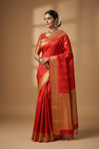 Red Kanchipuram Buti Saree Model