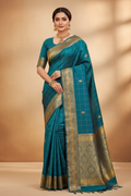Teal Silk Saree Model