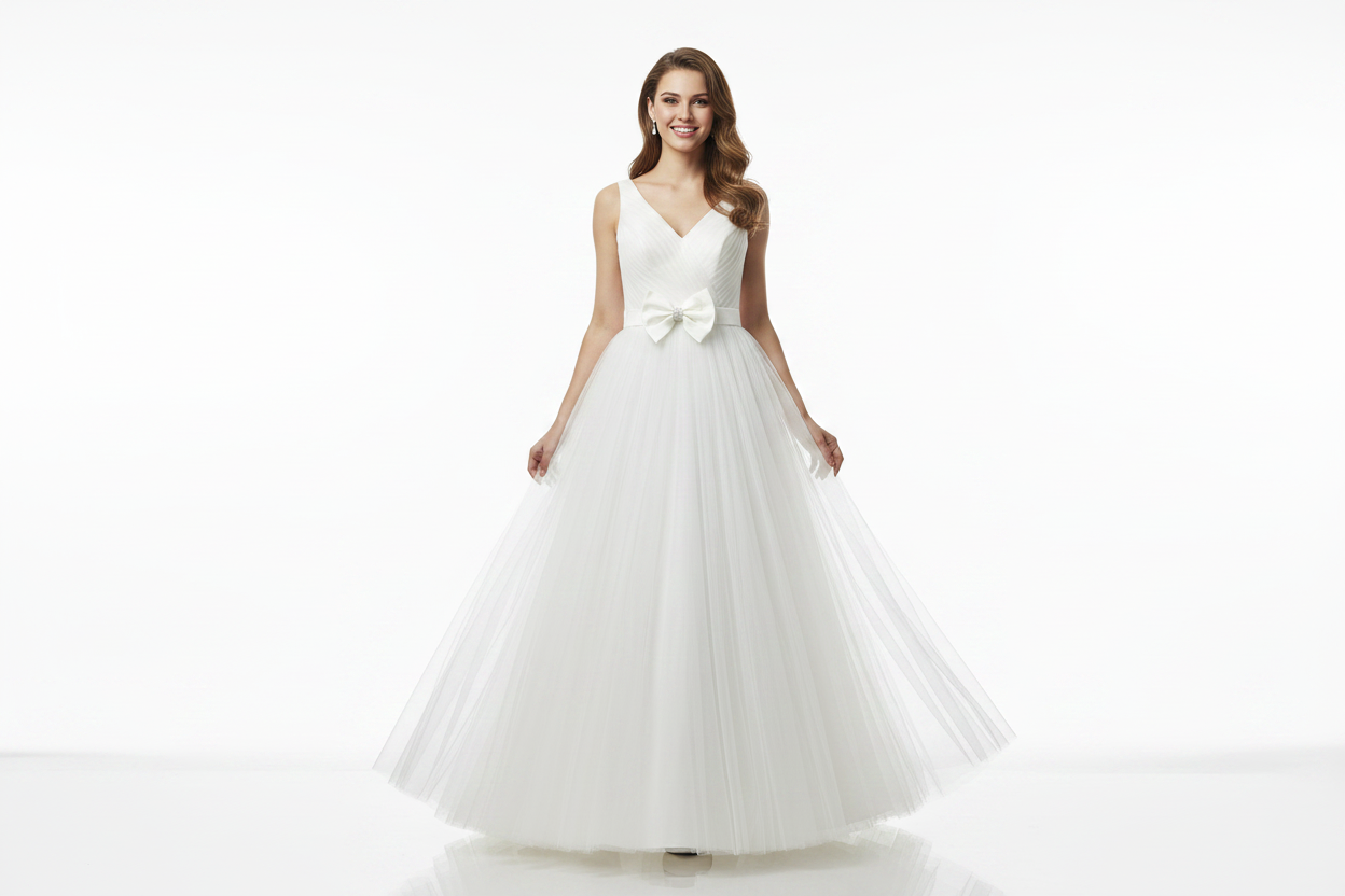 White Bridal Ball Gown on Model