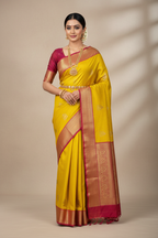 Yellow Kanjivaram Silk Saree on Model
